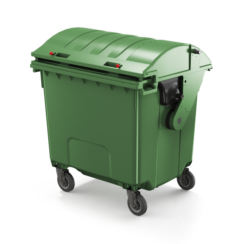 Контейнер для сміття пластиковий з круглою кришкою 1100 л., зелений CONTENUR